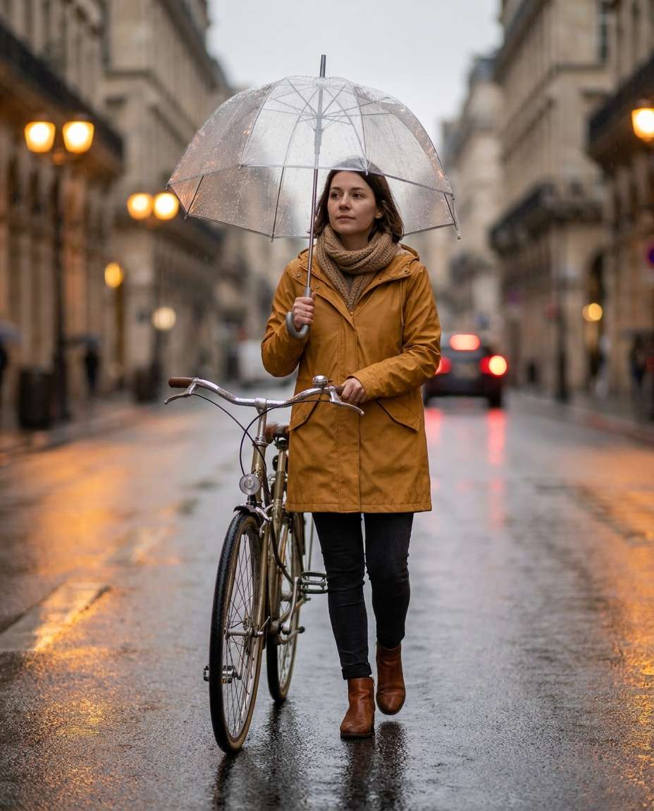 raincoat commute photo