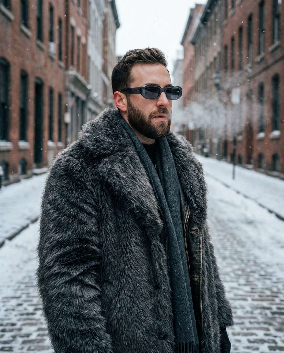 snowy street editorial photo