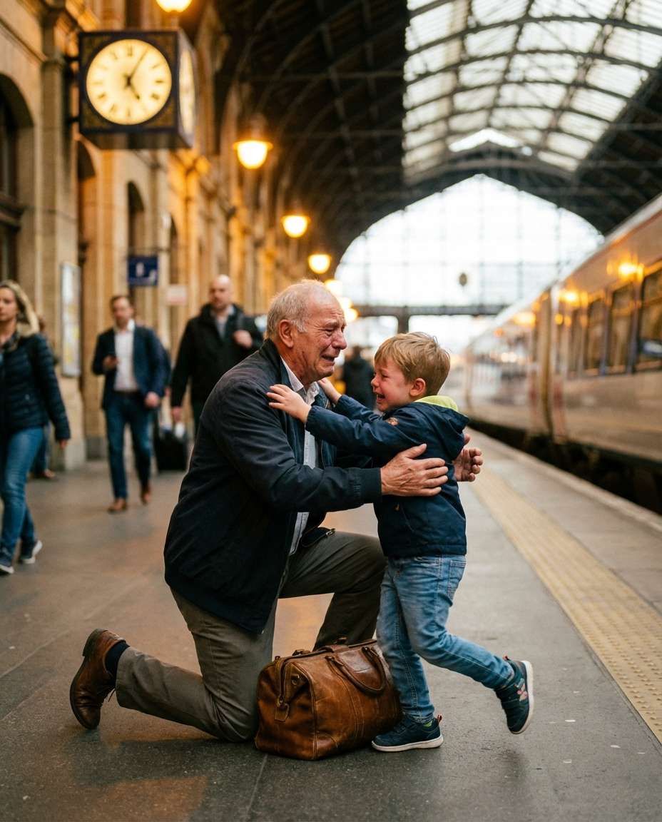 train station reunion photo