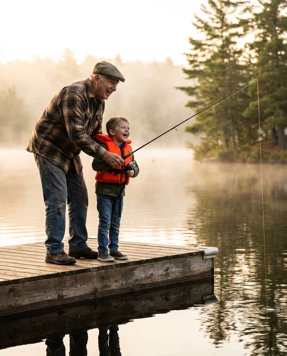 fishing dock morning photo