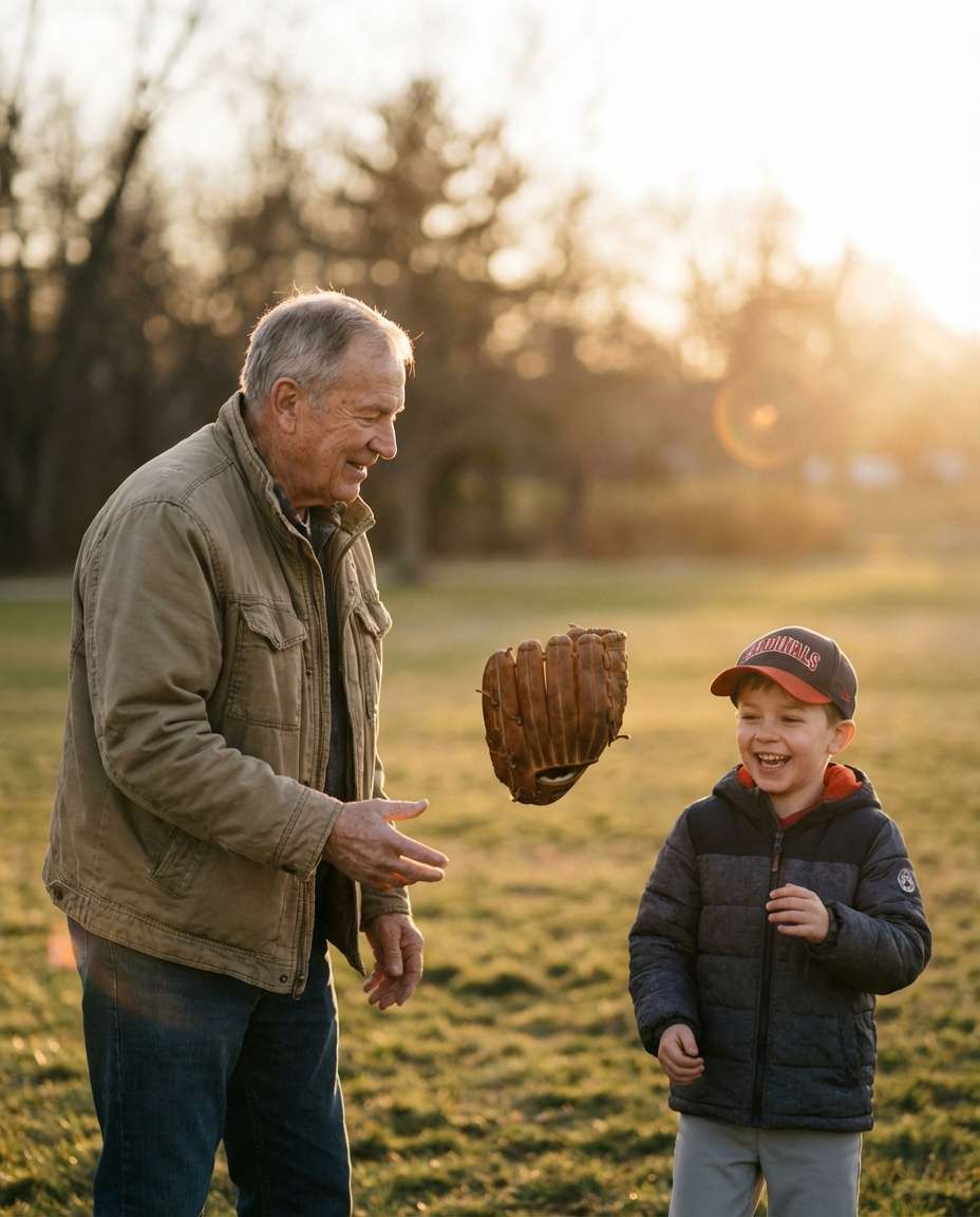 baseball catch sunset photo