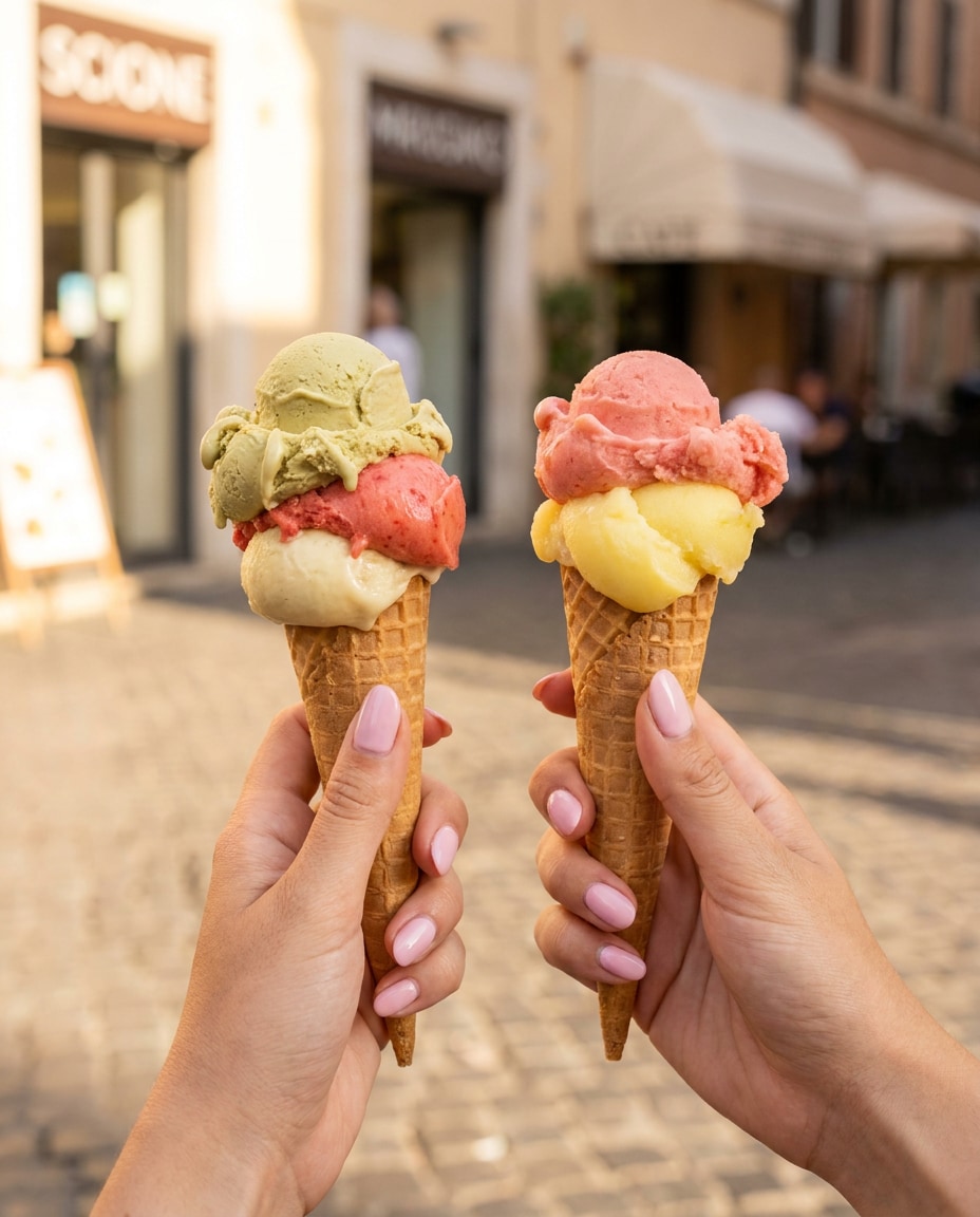 gelato hand closeup photo