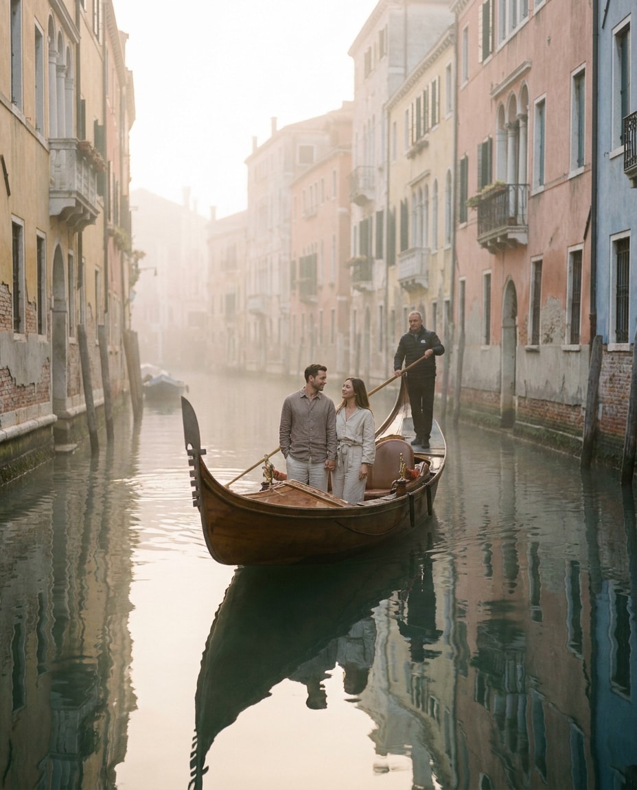venice gondola mist photo