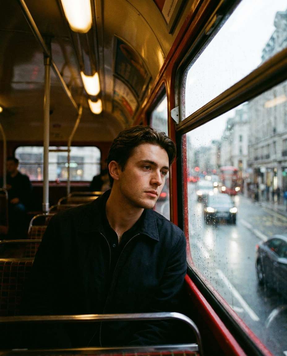 red bus window seat photo