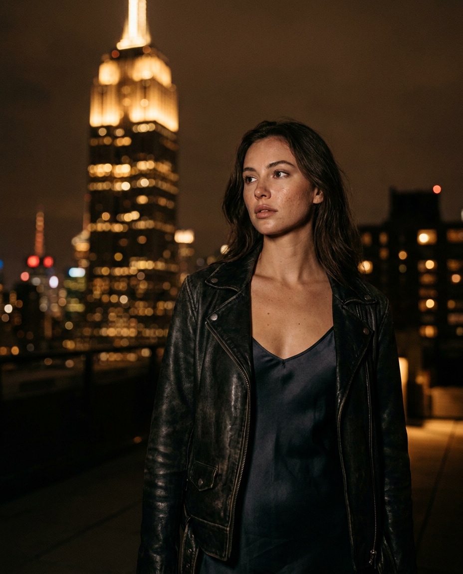 empire state night rooftop photo