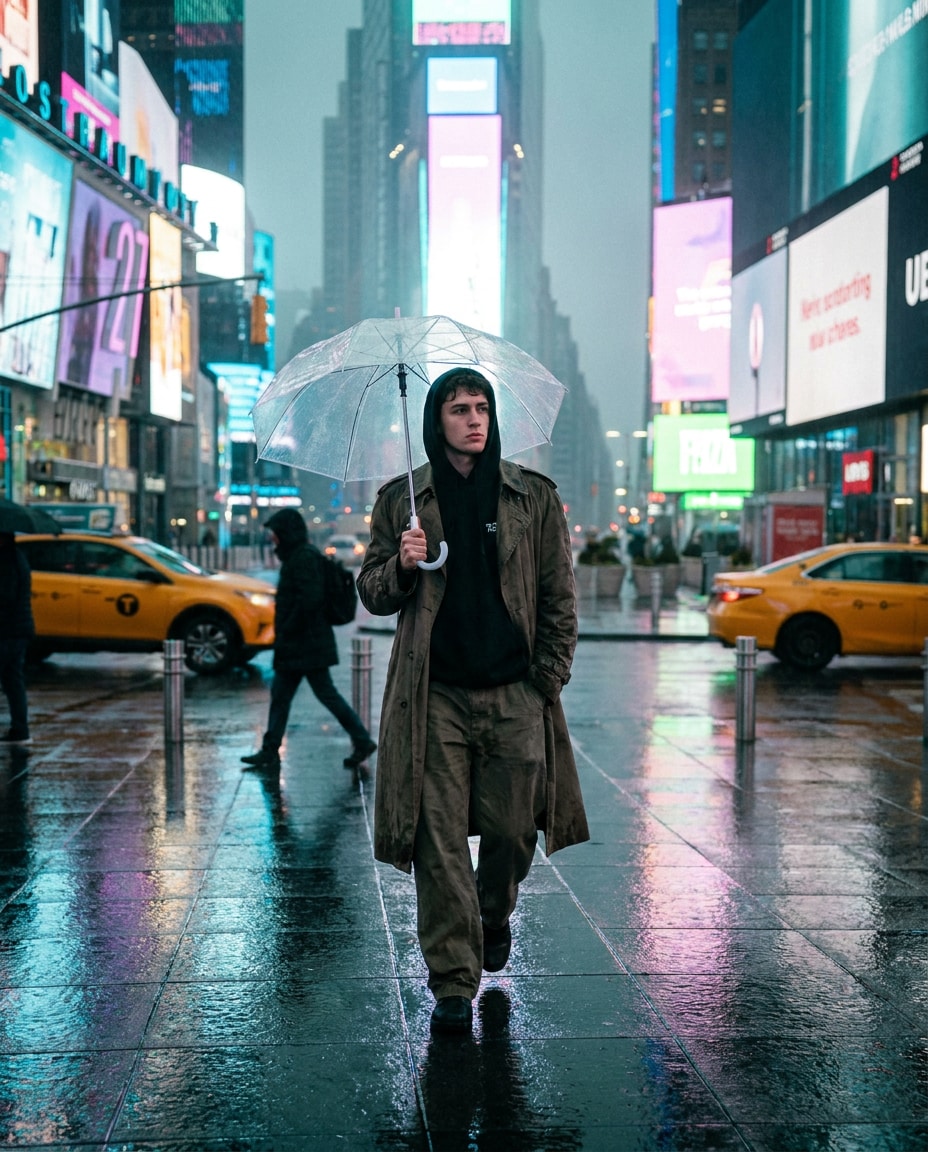 rainy reflection walk photo