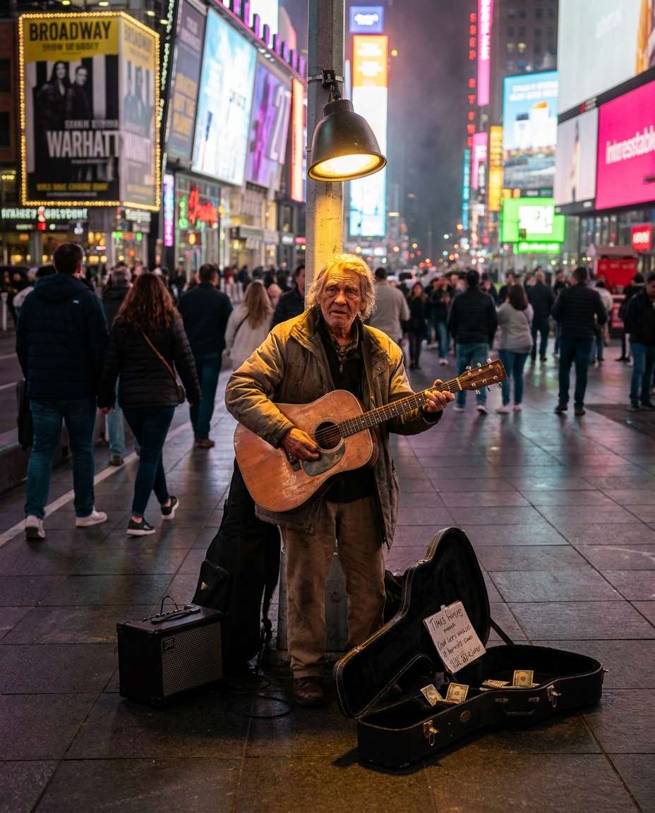 street musician spotlight photo