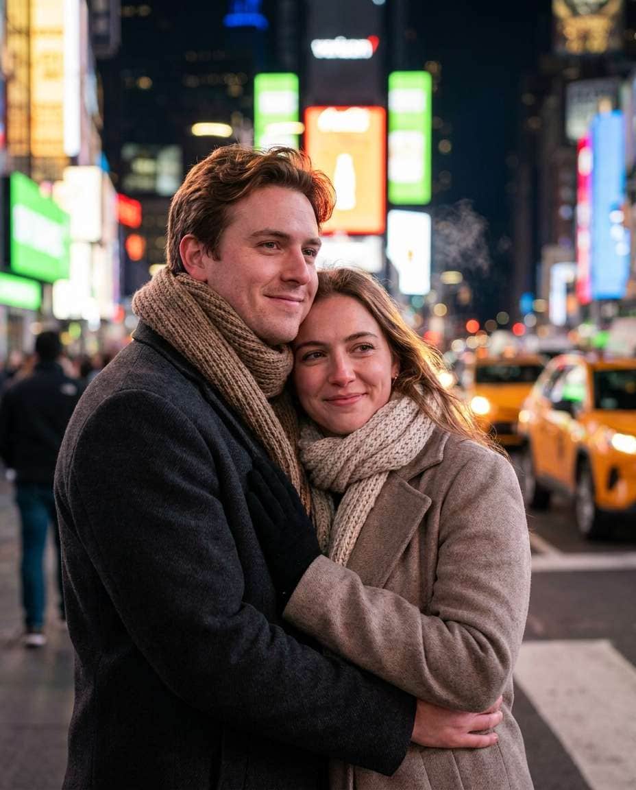 couple under billboards photo
