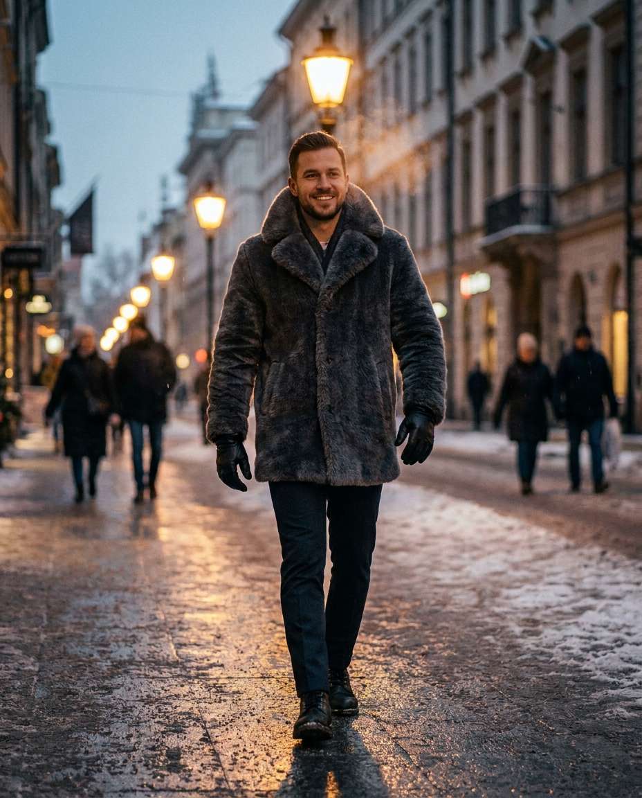 snowy street glam photo
