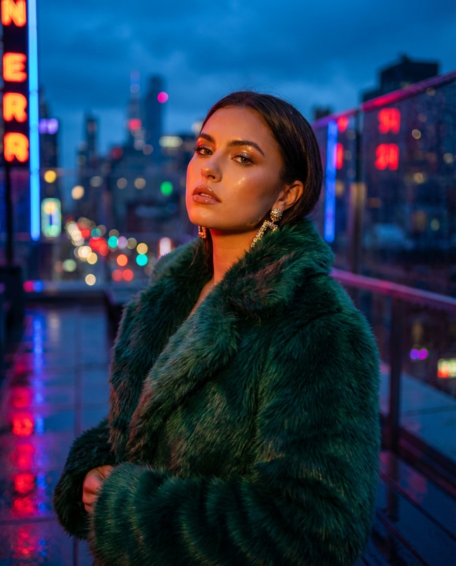 rooftop night lights photo