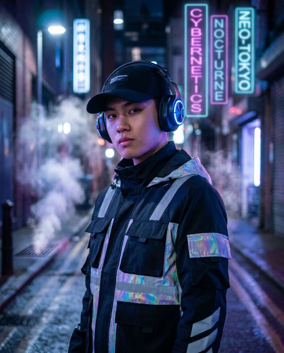 techwear night scene photo