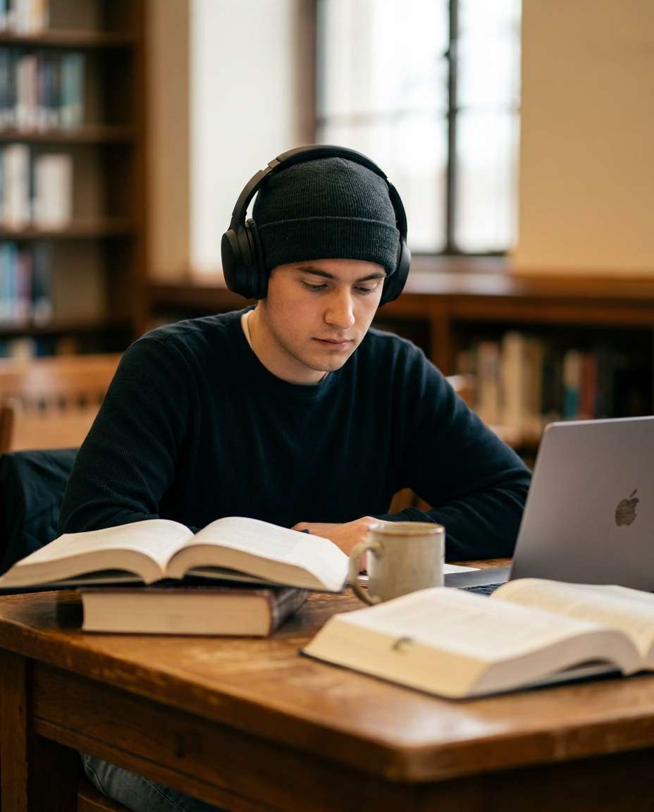library quiet focus photo