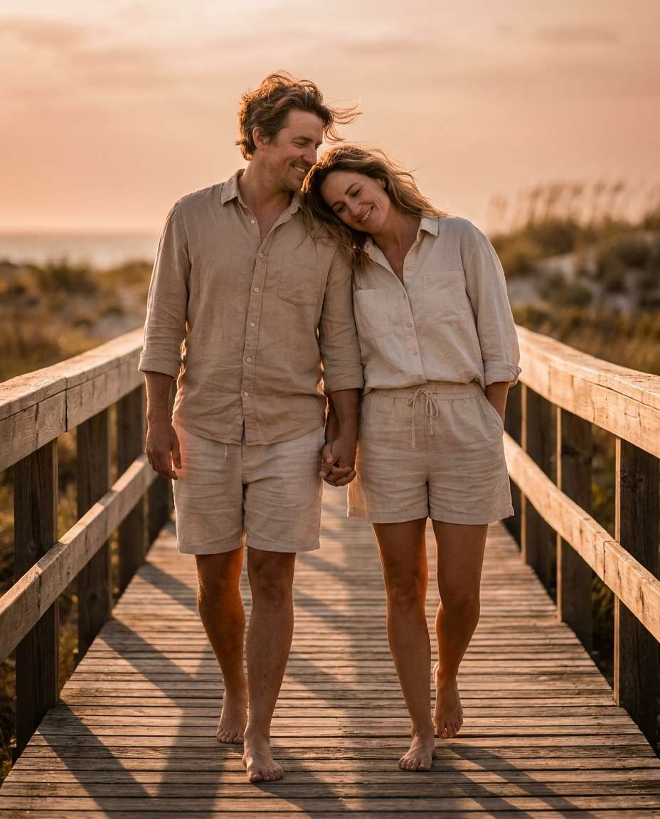 sunset boardwalk stroll photo