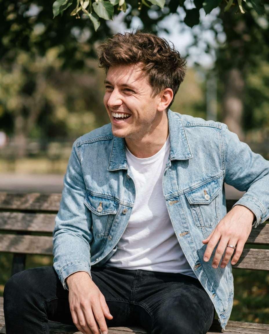 candid laugh side angle photo