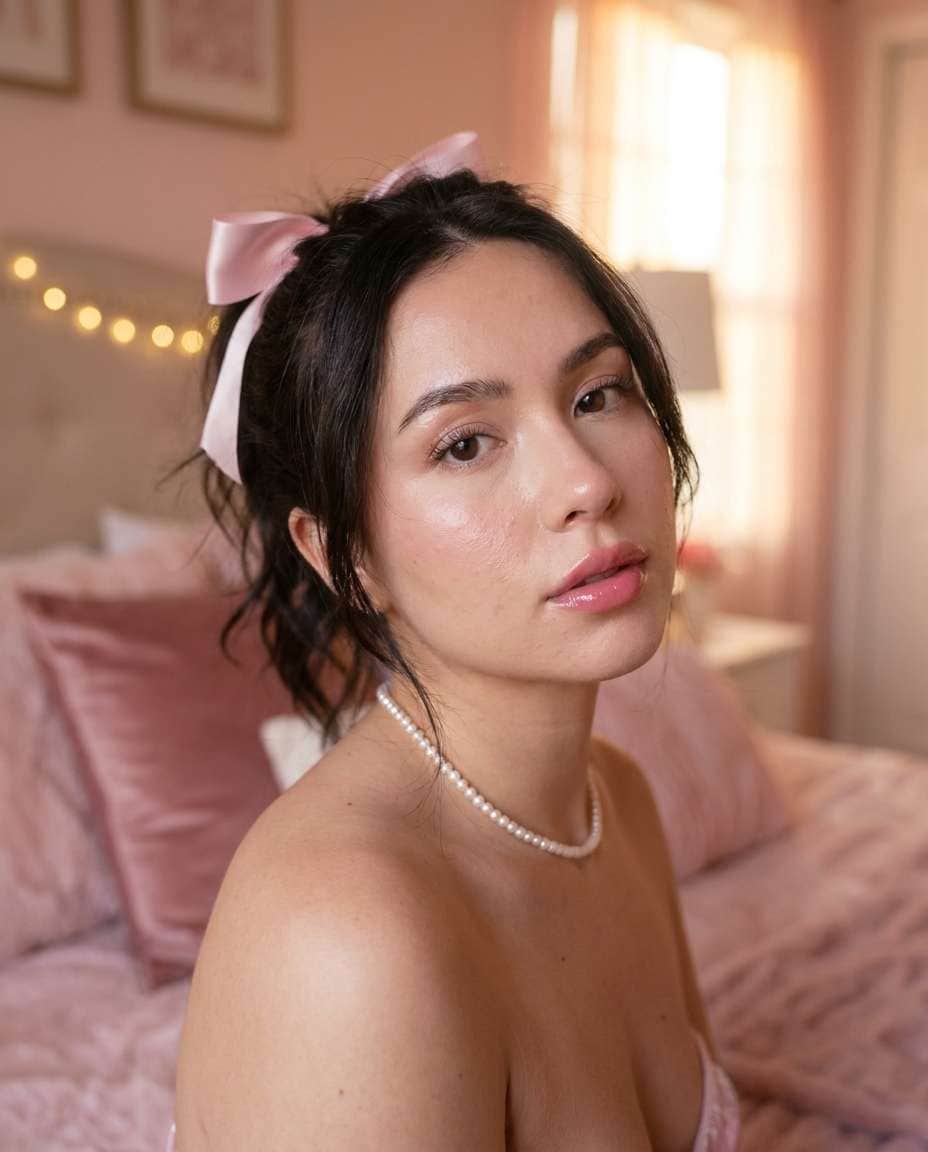 coquette ribbon selfie photo
