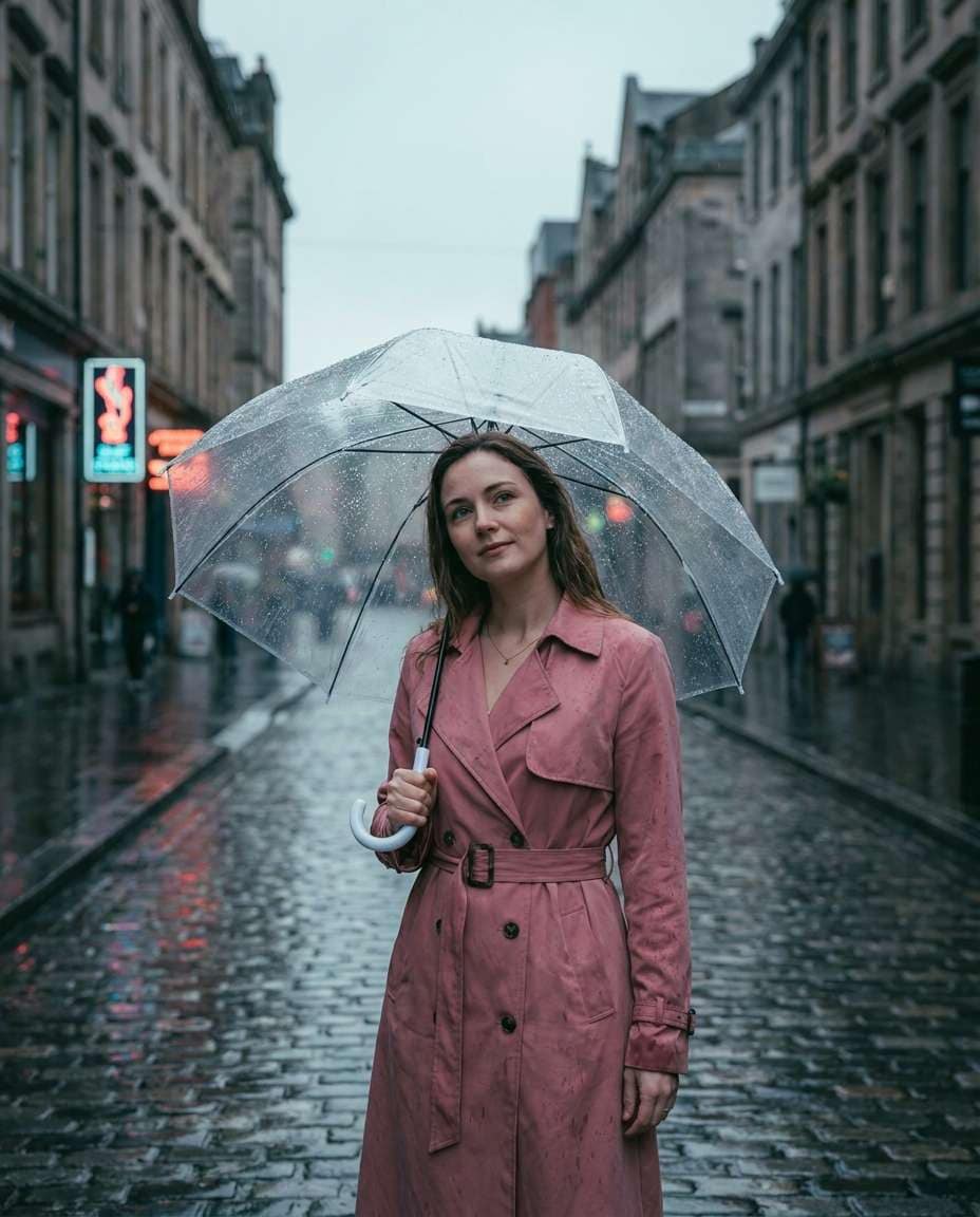 rainy umbrella scene photo