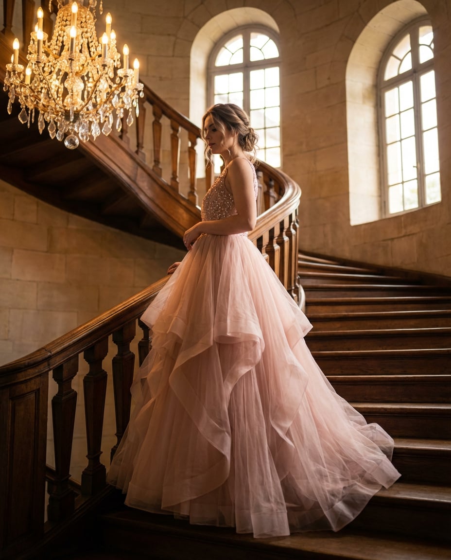 blush tulle ballgown photo