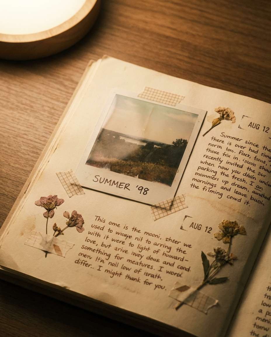 scrapbook flat lay photo