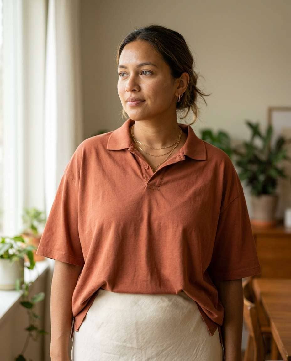 against warm skin tone photo