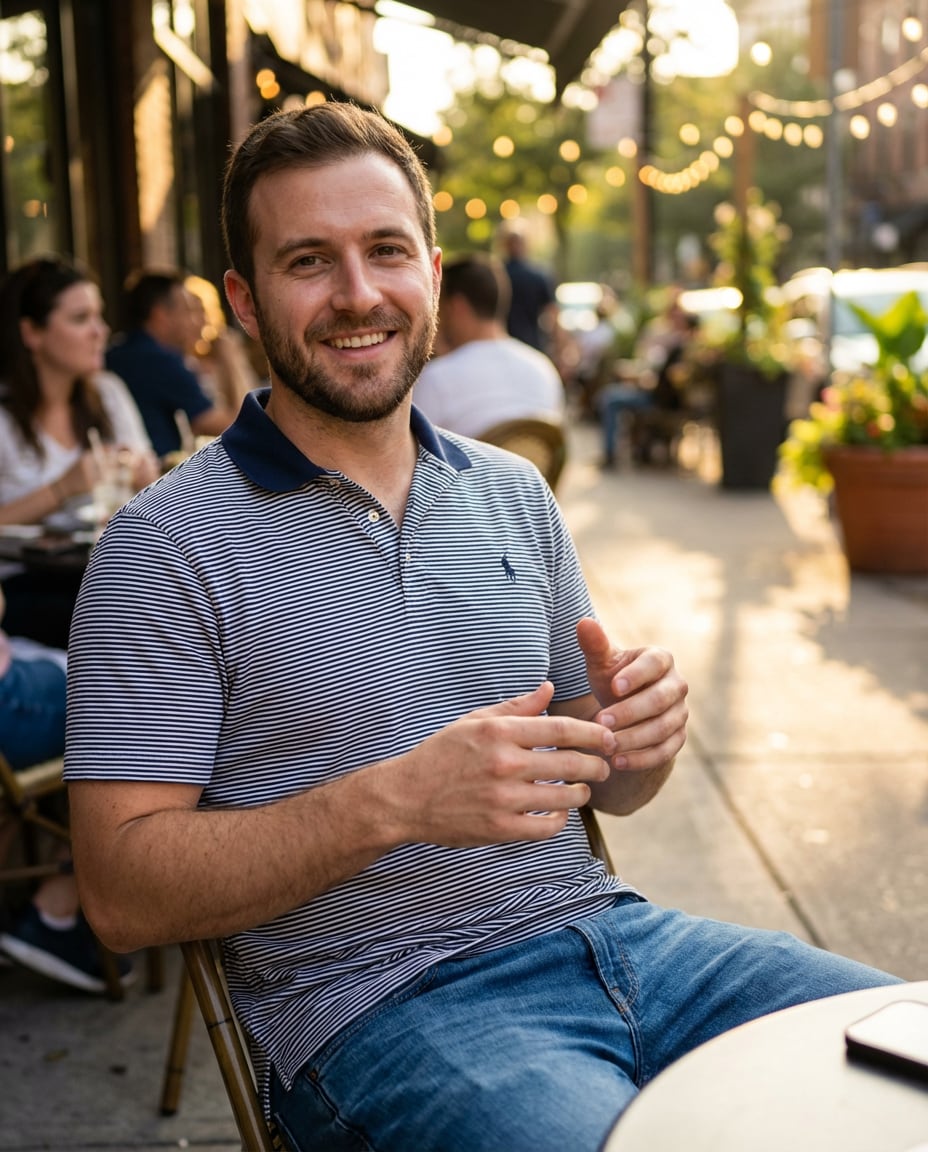 striped with denim photo