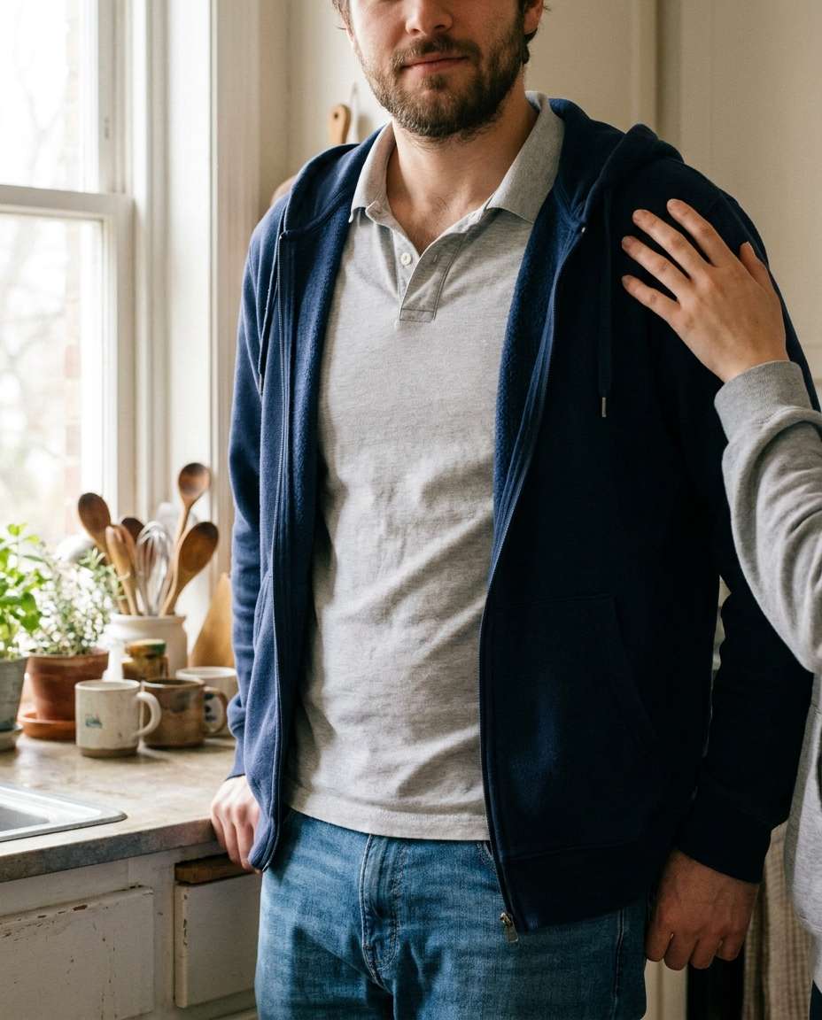 casual weekend hoodie layer photo