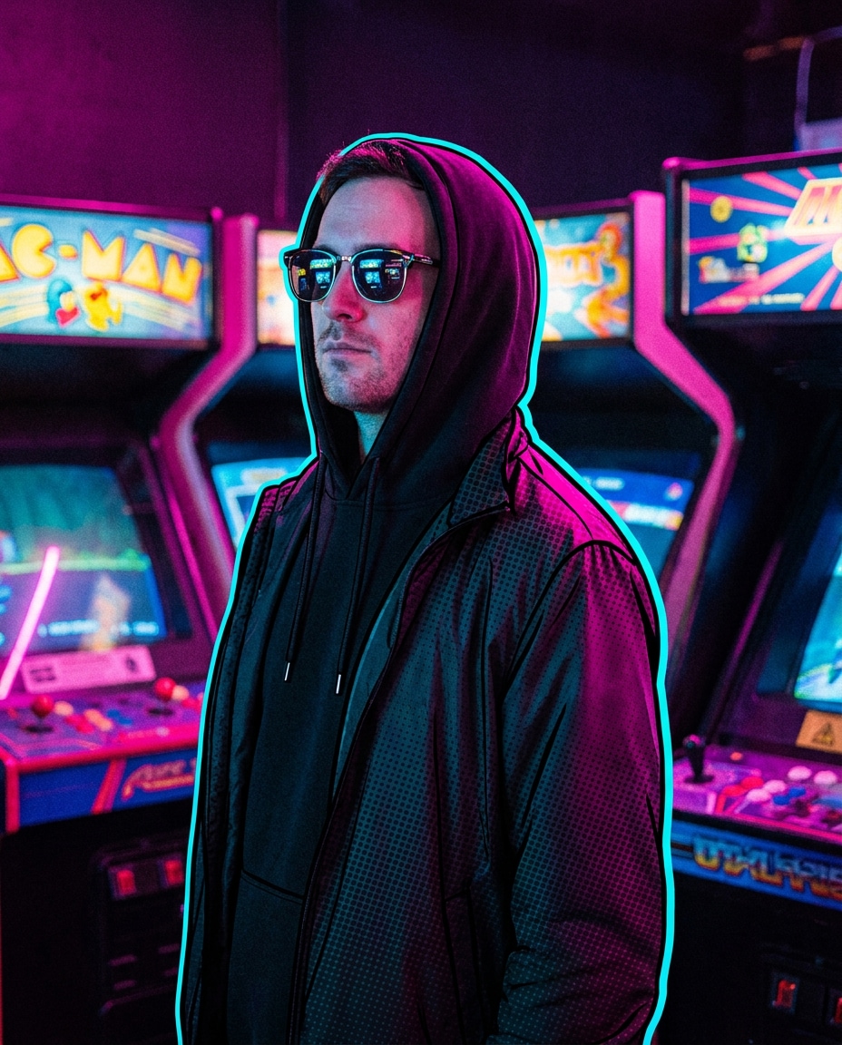 arcade neon portrait photo