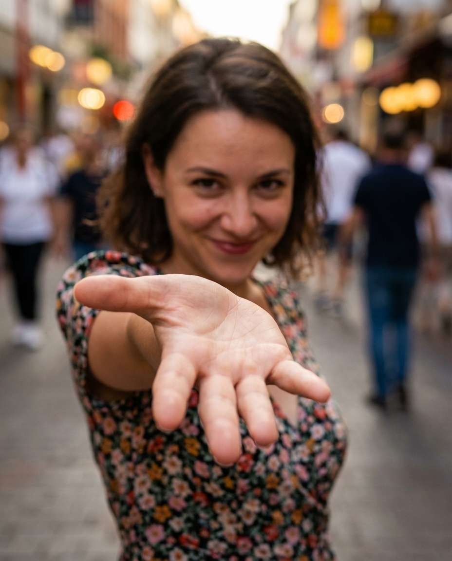 reaching toward camera photo