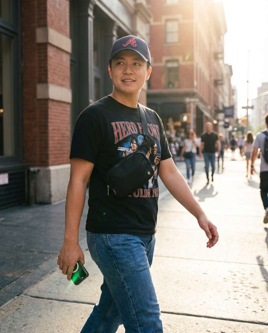 walking candid shot photo