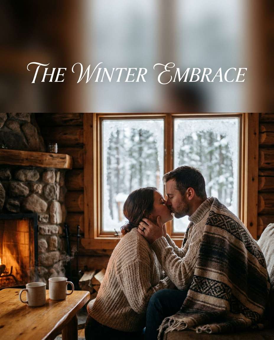 winter cabin windowlight photo