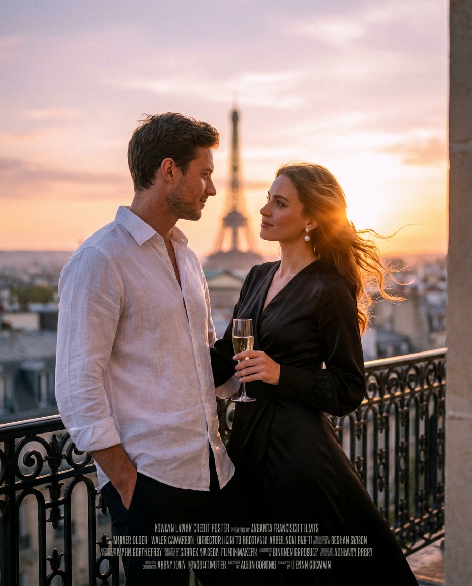 paris balcony glow photo