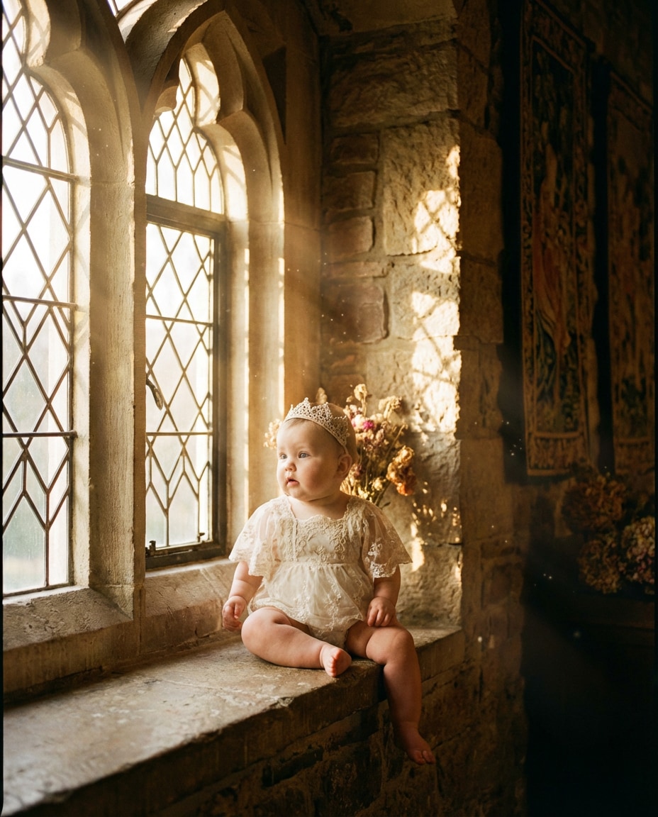 sunlit castle window photo