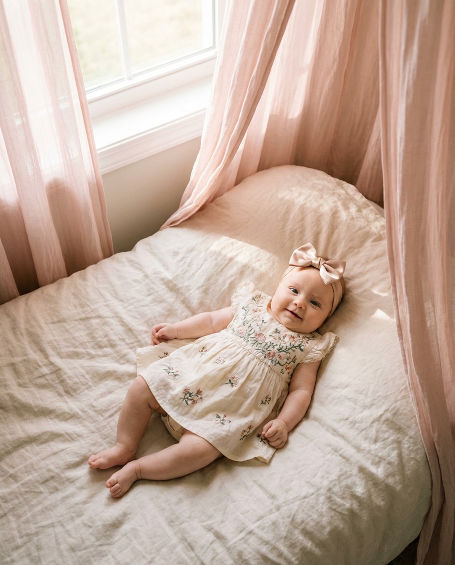pink canopy bed photo