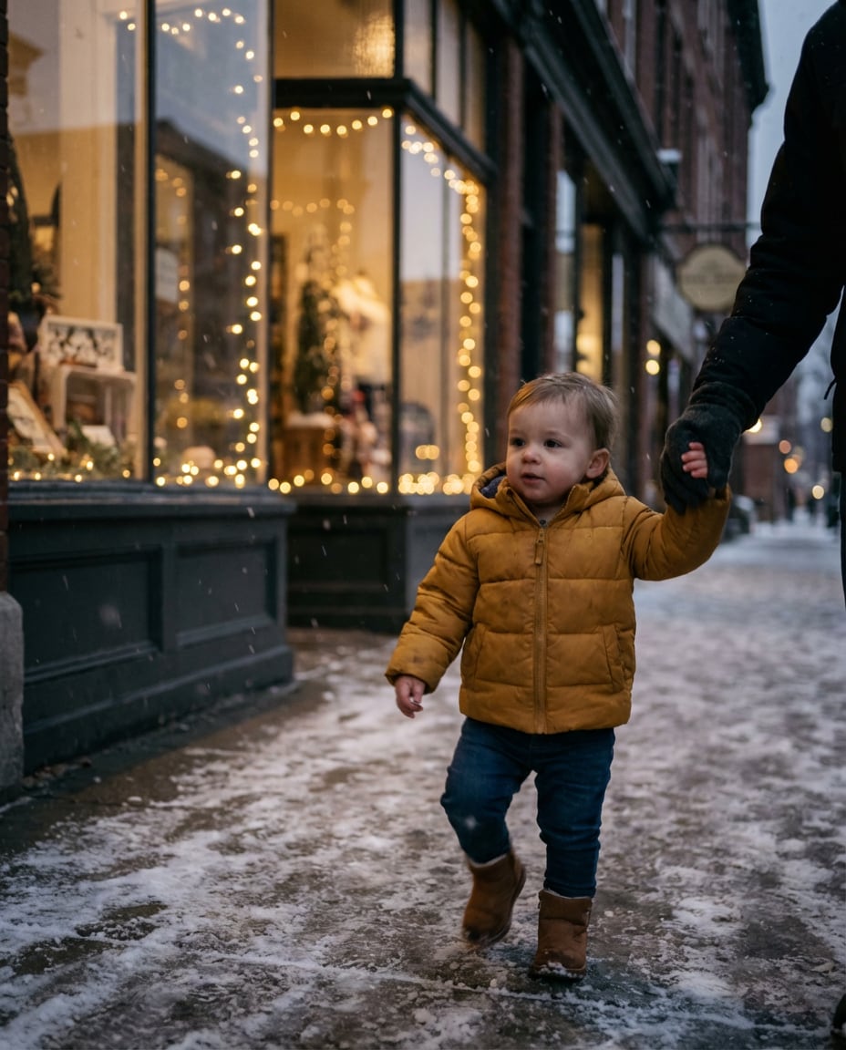 snowy city stroll photo