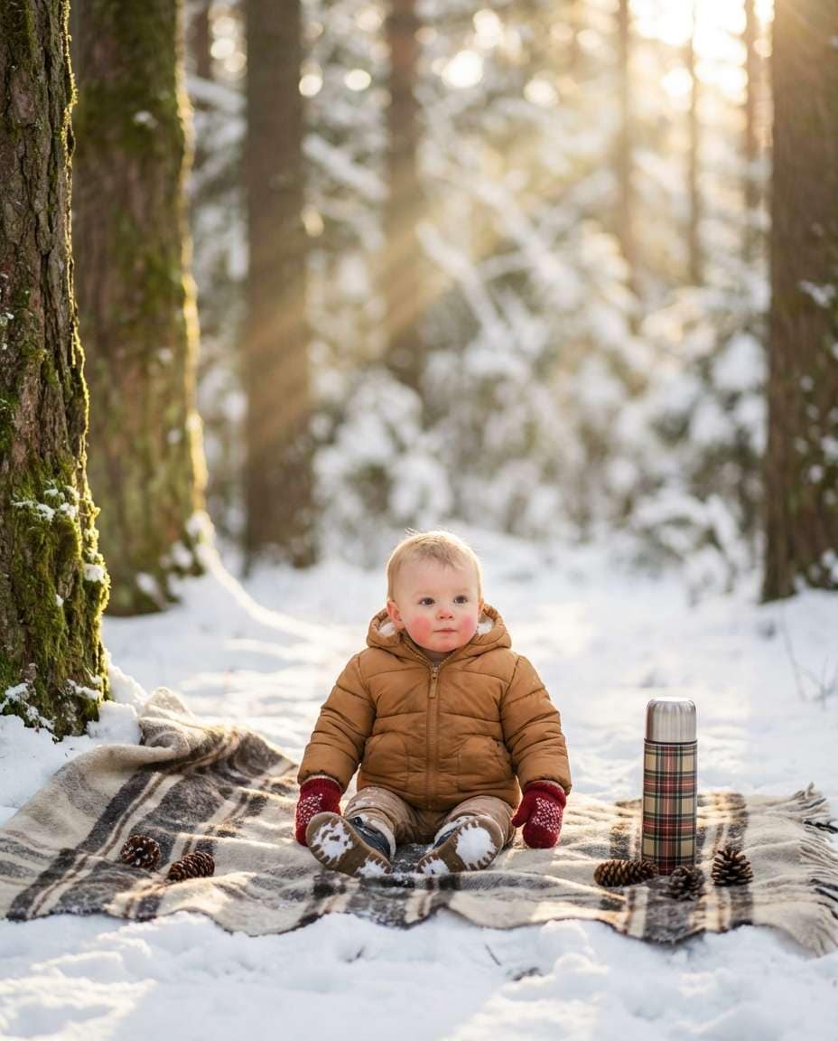snowy pine picnic photo