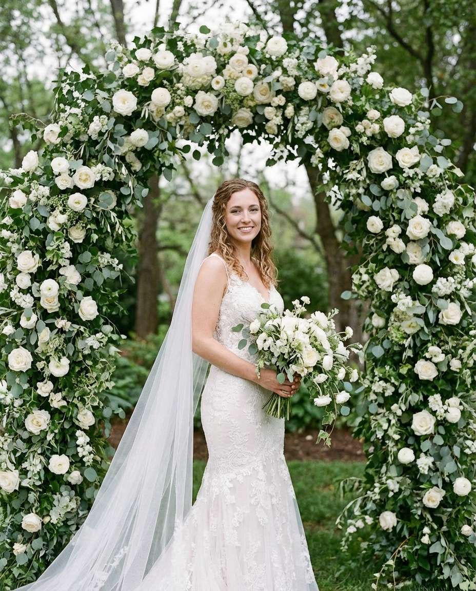 floral arch vows photo