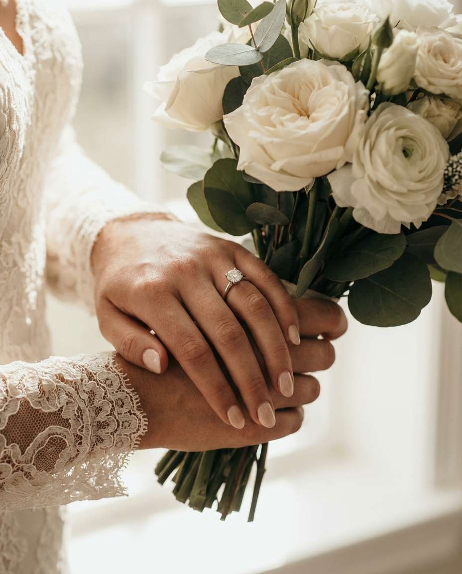 ring and bouquet hands photo