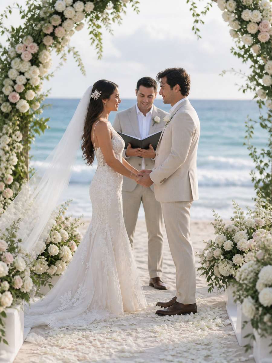 Seaside Vows with Floral Aisle photo