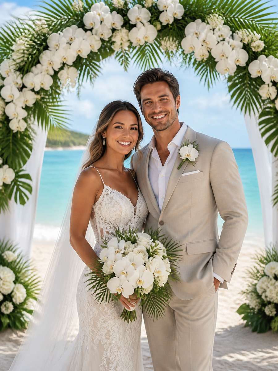 Tropical Flower Arch Ceremony photo
