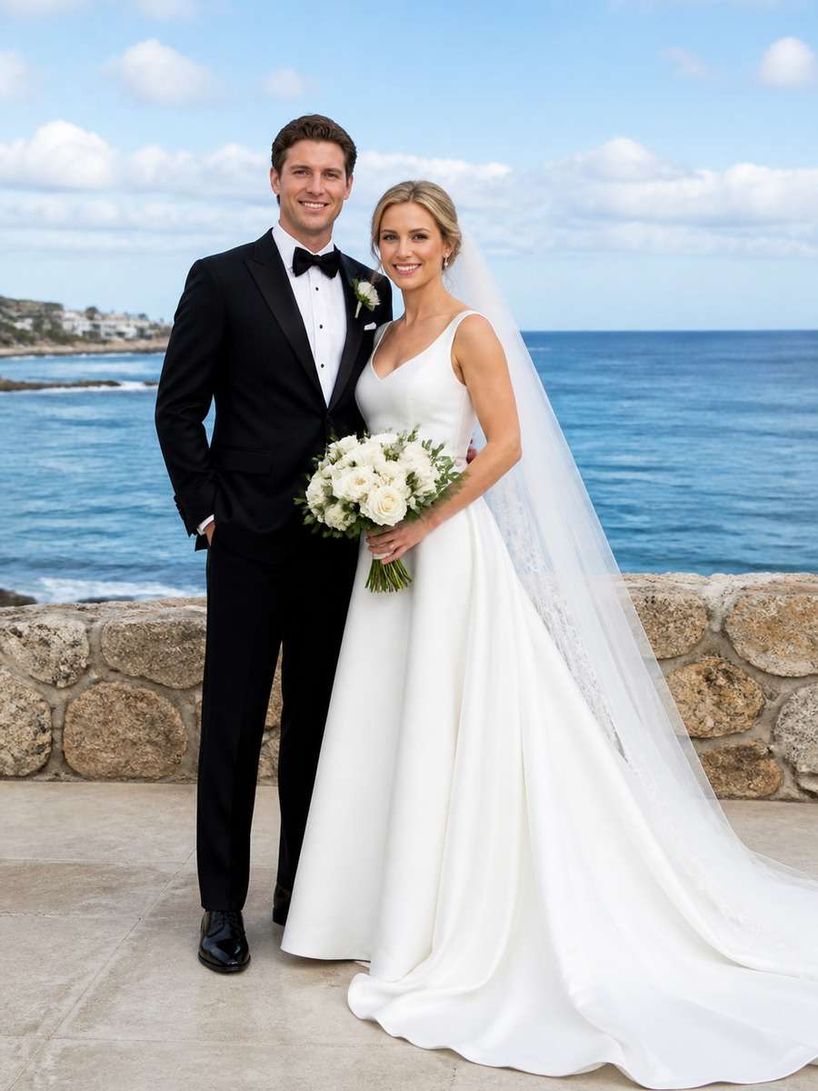 Classic Seaside Wedding Portrait photo