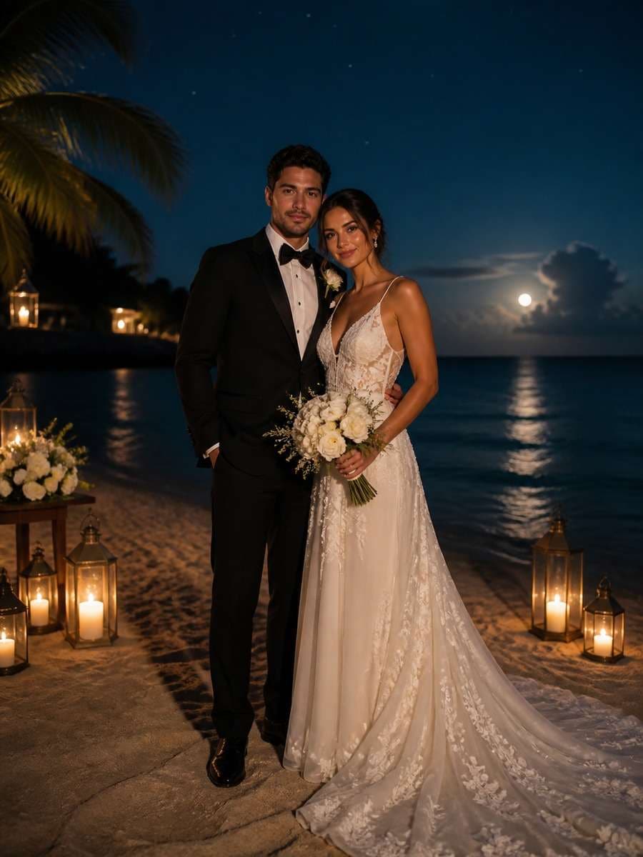 Elegant Night Beach Wedding photo