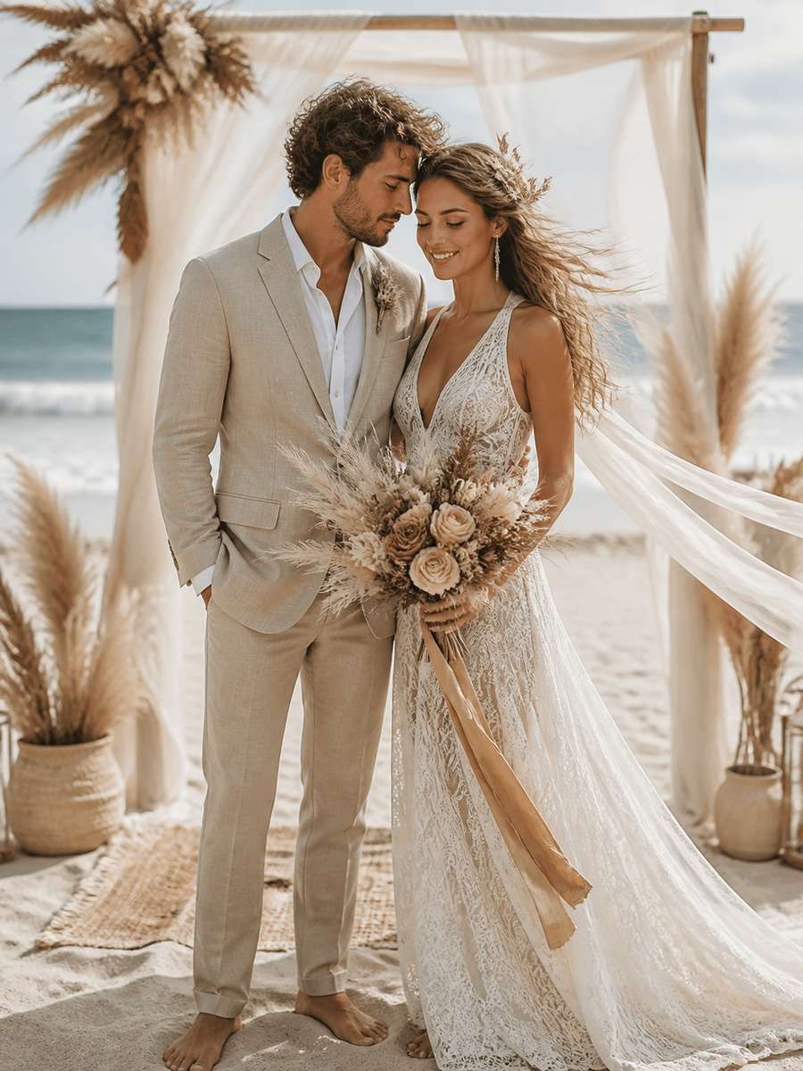 Bohemian Beach Wedding Style photo