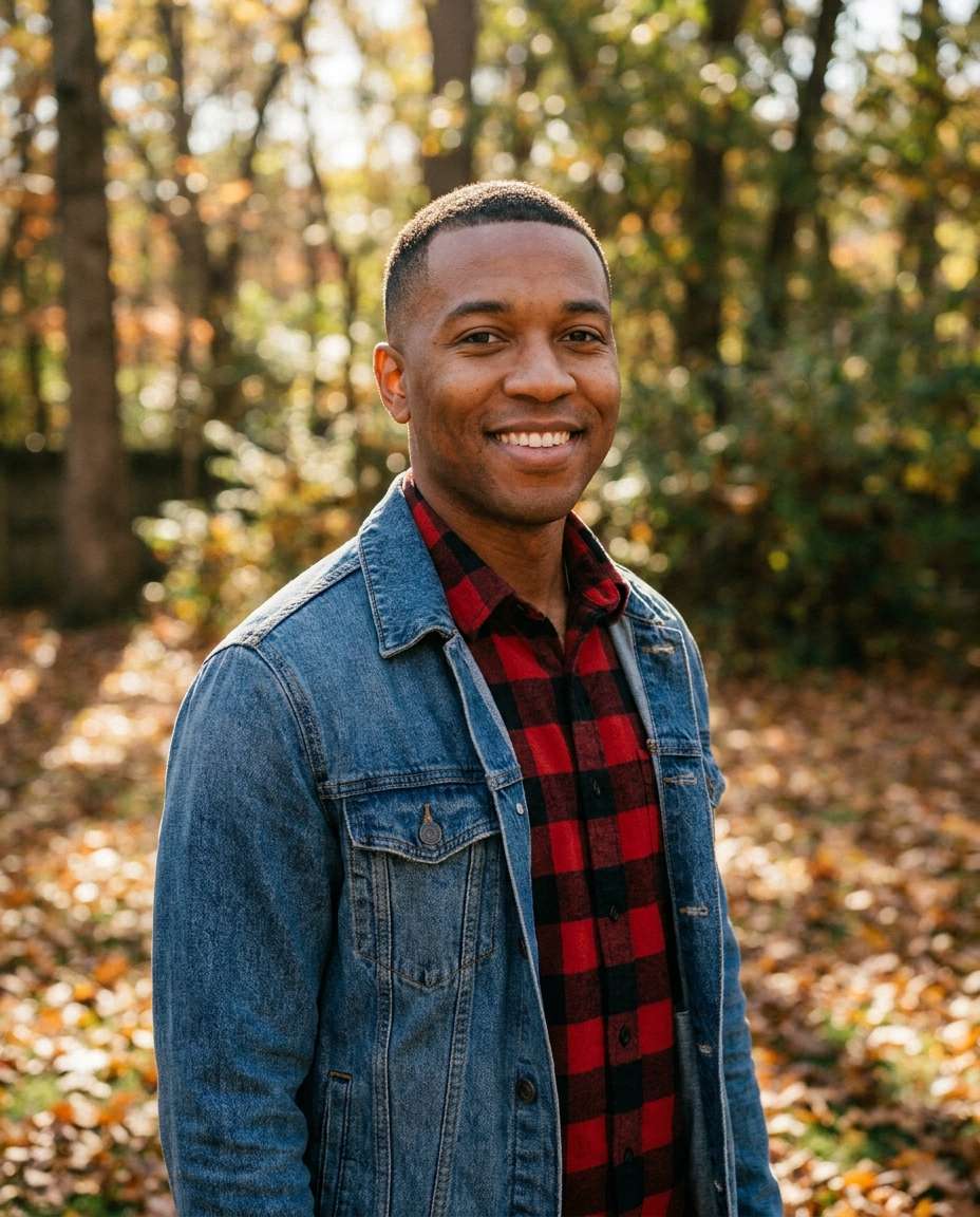flannel backyard portrait photo