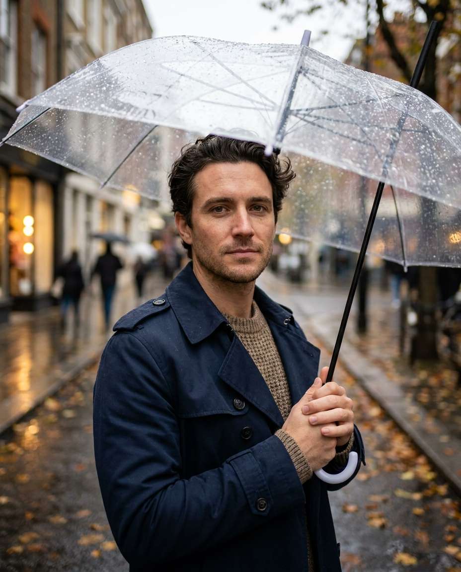 rainy umbrella portrait photo