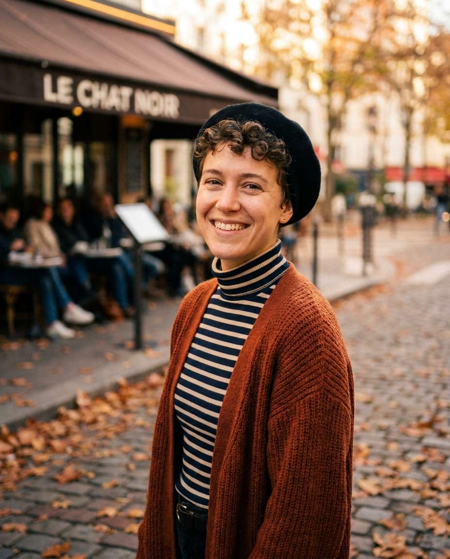 sweater and beret photo