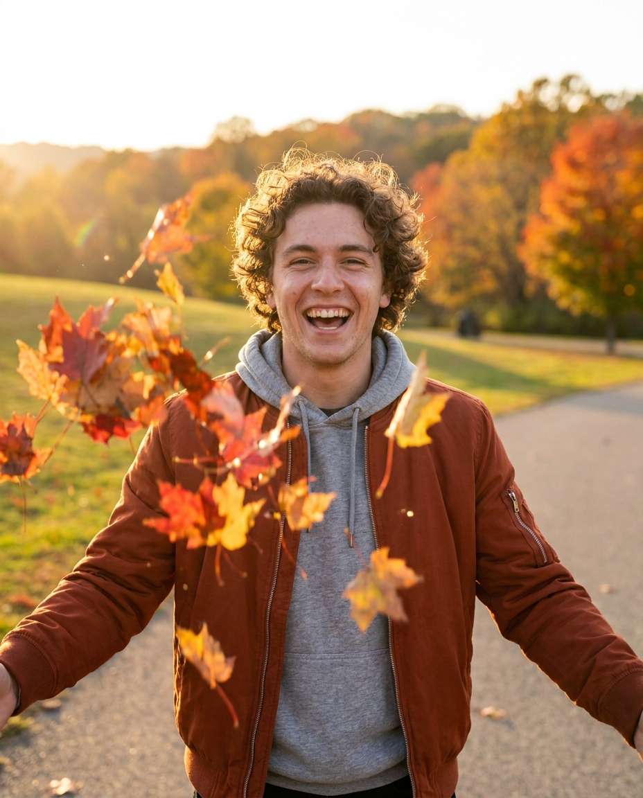 leaf toss action photo
