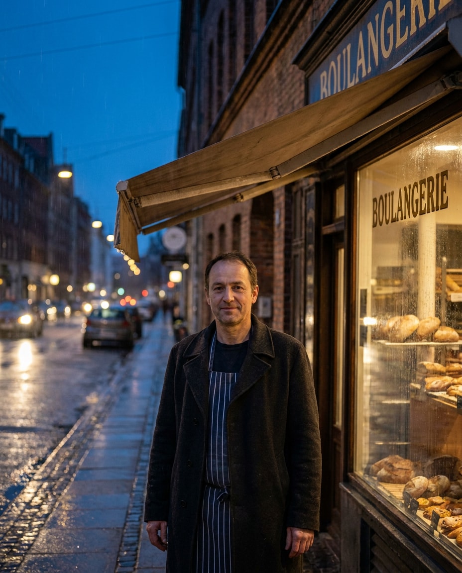 blue hour neon store photo