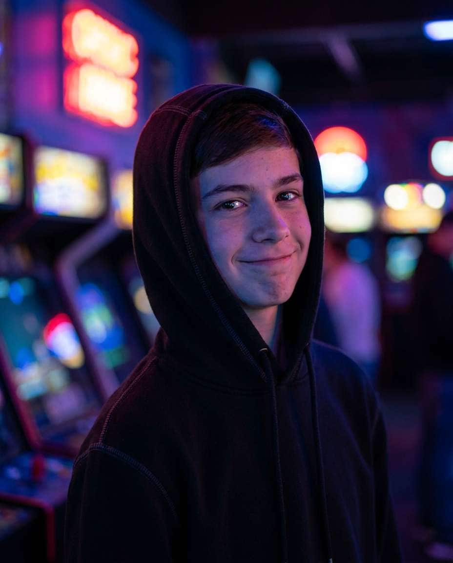 arcade neon portrait photo