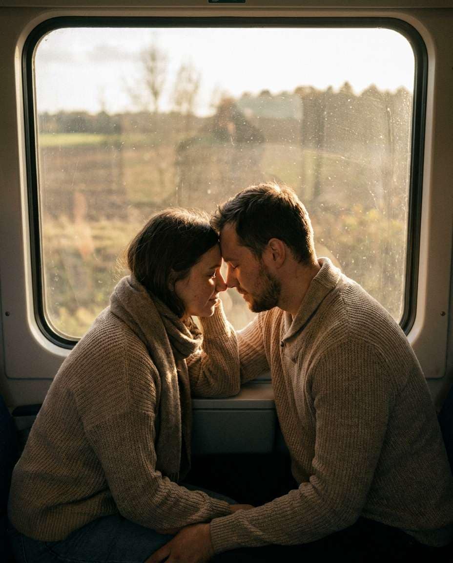 train window glow photo