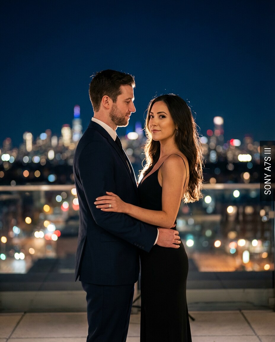 rooftop city lights photo