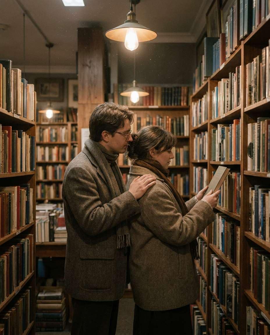 old bookstore date photo